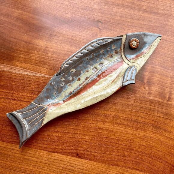Handmade Ceramic Fish Dish by Robin’s Nest Pottery - Rustic Artisan Decor - Picture 1 of 8